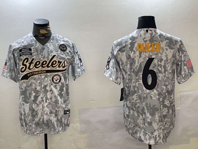 Men Pittsburgh Steelers 6 Queen Nike Arctic Camo 2024 Salute to Service Limited NFL Jersey style 5